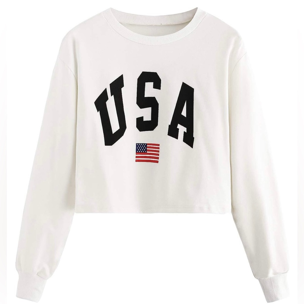 SweatyRocks Women's Crop Top Letter Printed Sweatshirt Size Medium